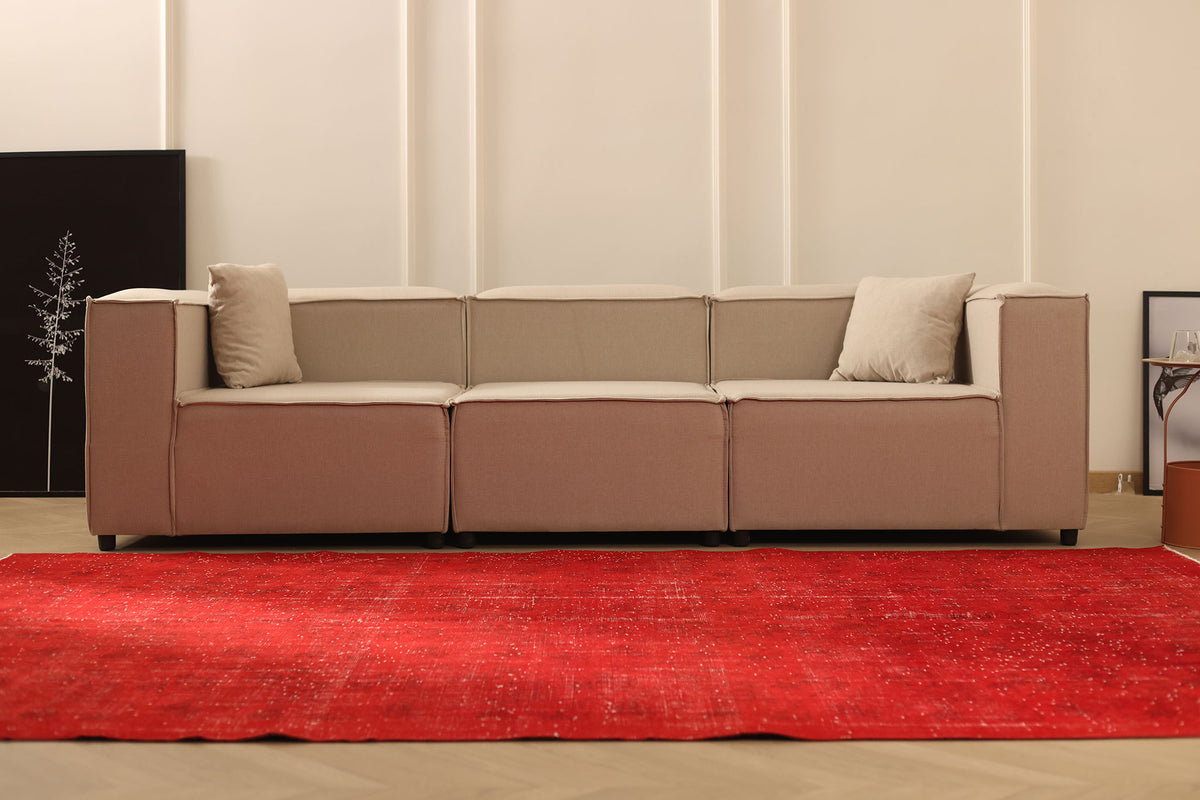 Vintage Isparta Turkish Area Rug 6x10 ft — Red Overdyed