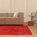Vintage Isparta Turkish Area Rug 6x10 ft — Red Overdyed