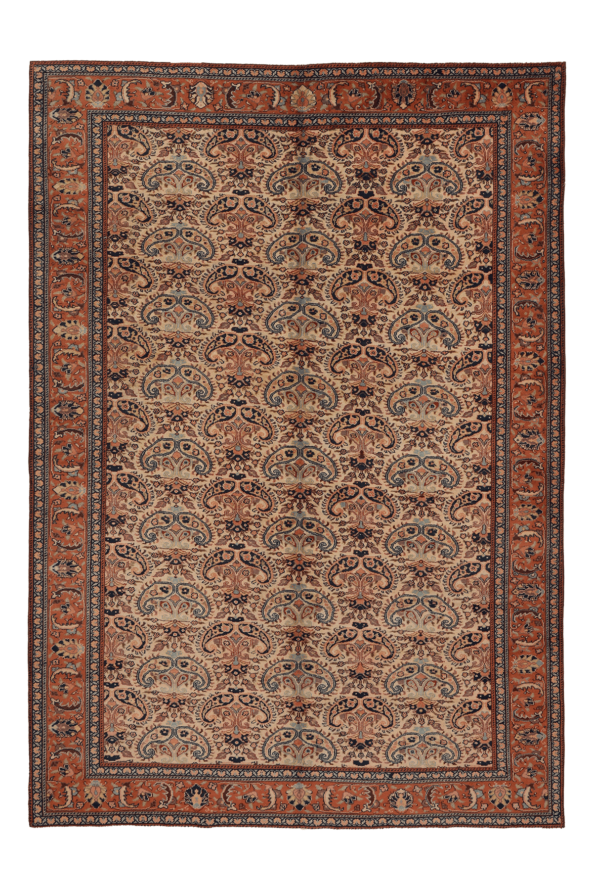 Vintage Kayseri Turkish Area Rug 6x9 ft — Beige & Red maximalist