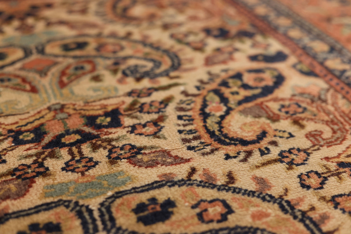 Vintage Kayseri Turkish Area Rug 6x9 ft — Beige & Red maximalist