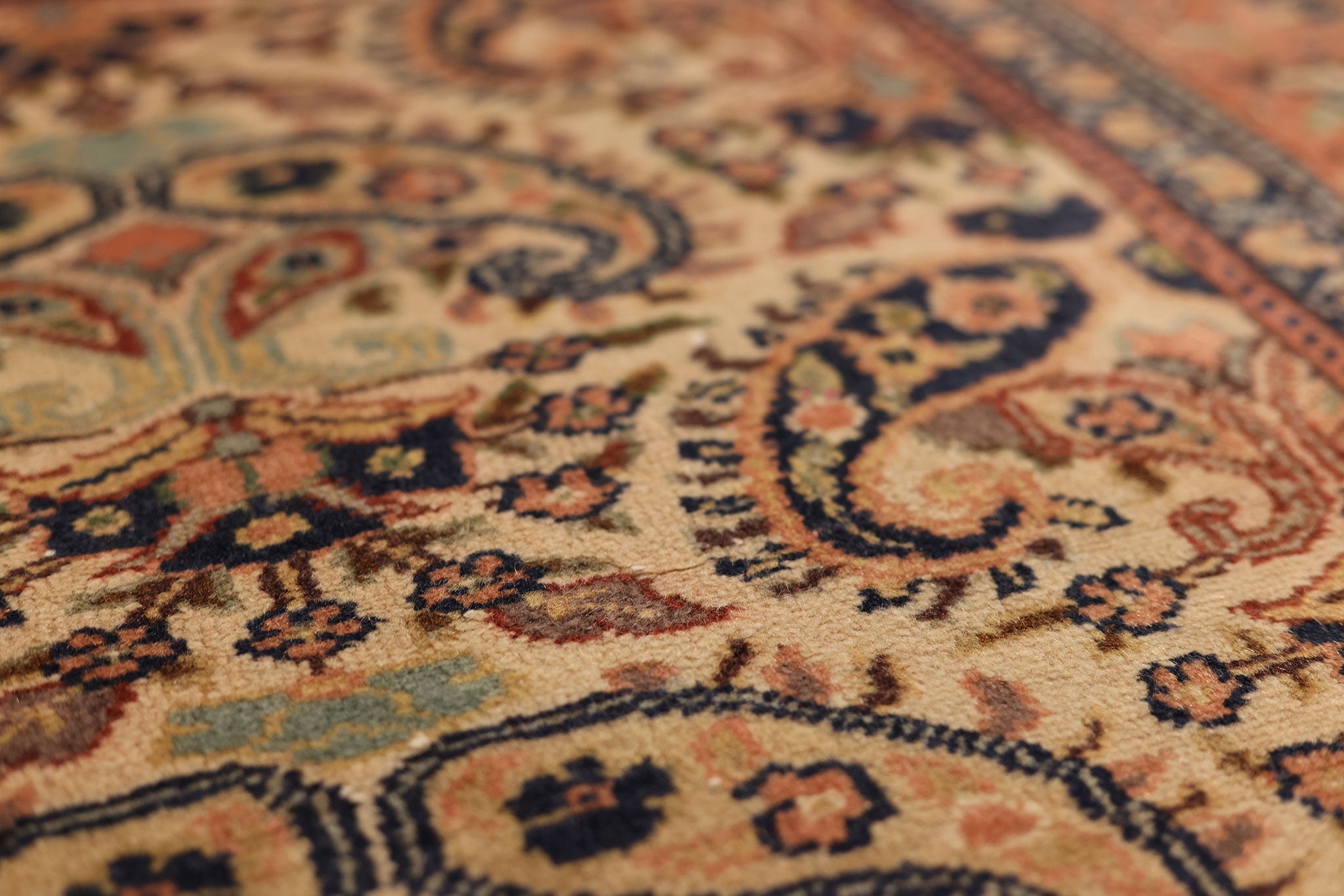 Vintage Kayseri Turkish Area Rug 6x9 ft — Beige & Red maximalist