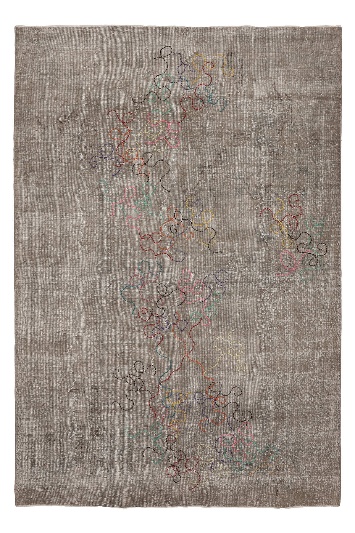 Vintage Isparta Turkish Area Rug 6x9 ft — Gray minimalist