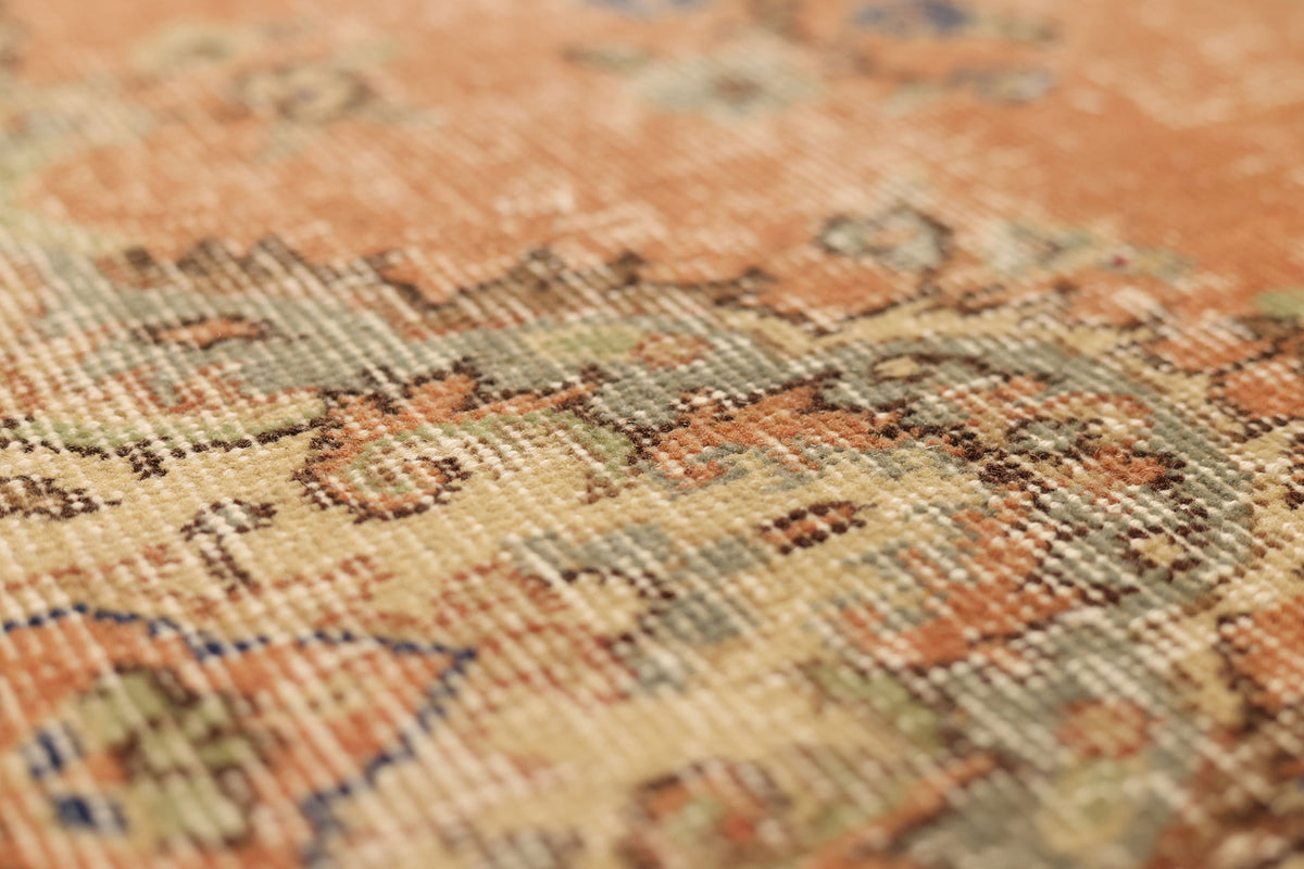 Vintage Isparta Turkish Area Rug 6x10 ft — Orange & Beige Floral (No. 40394)