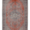 Vintage Manisa Turkish Area Rug 5x9 ft — Red & Blue Floral