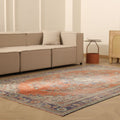 Vintage Manisa Turkish Area Rug 5x9 ft — Red & Blue Floral
