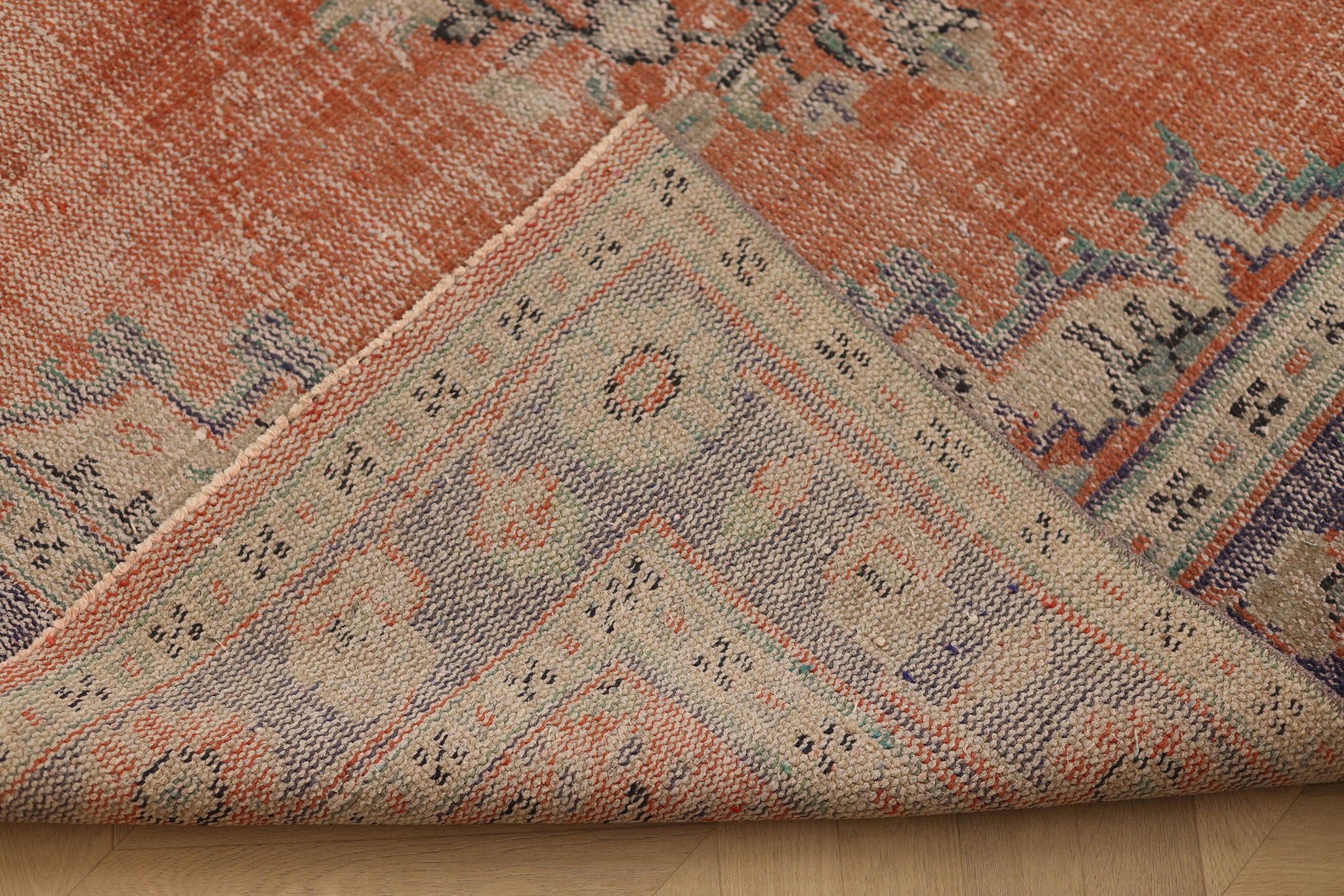 Vintage Manisa Turkish Area Rug 5x9 ft — Red & Blue Floral