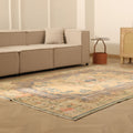 Vintage Isparta Turkish Area Rug 6x9 ft — Beige & Brown Distressed
