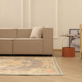 Vintage Isparta Turkish Area Rug 6x9 ft — Beige & Brown Distressed