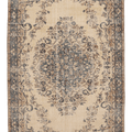 Vintage Isparta Turkish Area Rug 5x8 ft — Beige & Blue Floral (No. 40400)