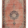 Vintage Isparta Turkish Area Rug 6x9 ft — Red & Gray Floral