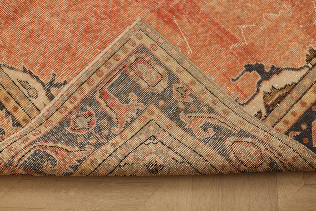 Vintage Isparta Turkish Area Rug 6x9 ft — Red & Gray Floral