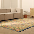 Vintage Isparta Turkish Area Rug 6x9 ft — Beige & Pink Floral (No. 40402)
