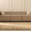 Vintage Isparta Turkish Area Rug 6x9 ft — Beige & Pink Floral (No. 40402)