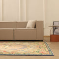 Vintage Isparta Turkish Area Rug 6x9 ft — Beige & Pink Floral (No. 40402)
