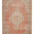 Vintage Manisa Turkish Area Rug 6x9 ft — Red & Beige Distressed (No. 40406)