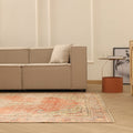 Vintage Manisa Turkish Area Rug 6x9 ft — Red & Beige Distressed (No. 40406)