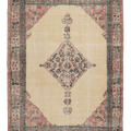 Vintage Isparta Turkish Area Rug 6x9 ft — Beige & Pink Floral (No. 40407)