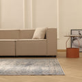 Vintage Manisa Turkish Area Rug 5x8 ft — Gray & Blue Distressed (No. 40410)