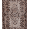 Vintage Isparta Turkish Area Rug 5x8 ft — Brown & Beige Floral (No. 40411)