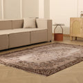 Vintage Isparta Turkish Area Rug 5x8 ft — Brown & Beige Floral (No. 40411)