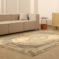 Vintage Isparta Turkish Area Rug 5x9 ft — Beige & Gray Floral