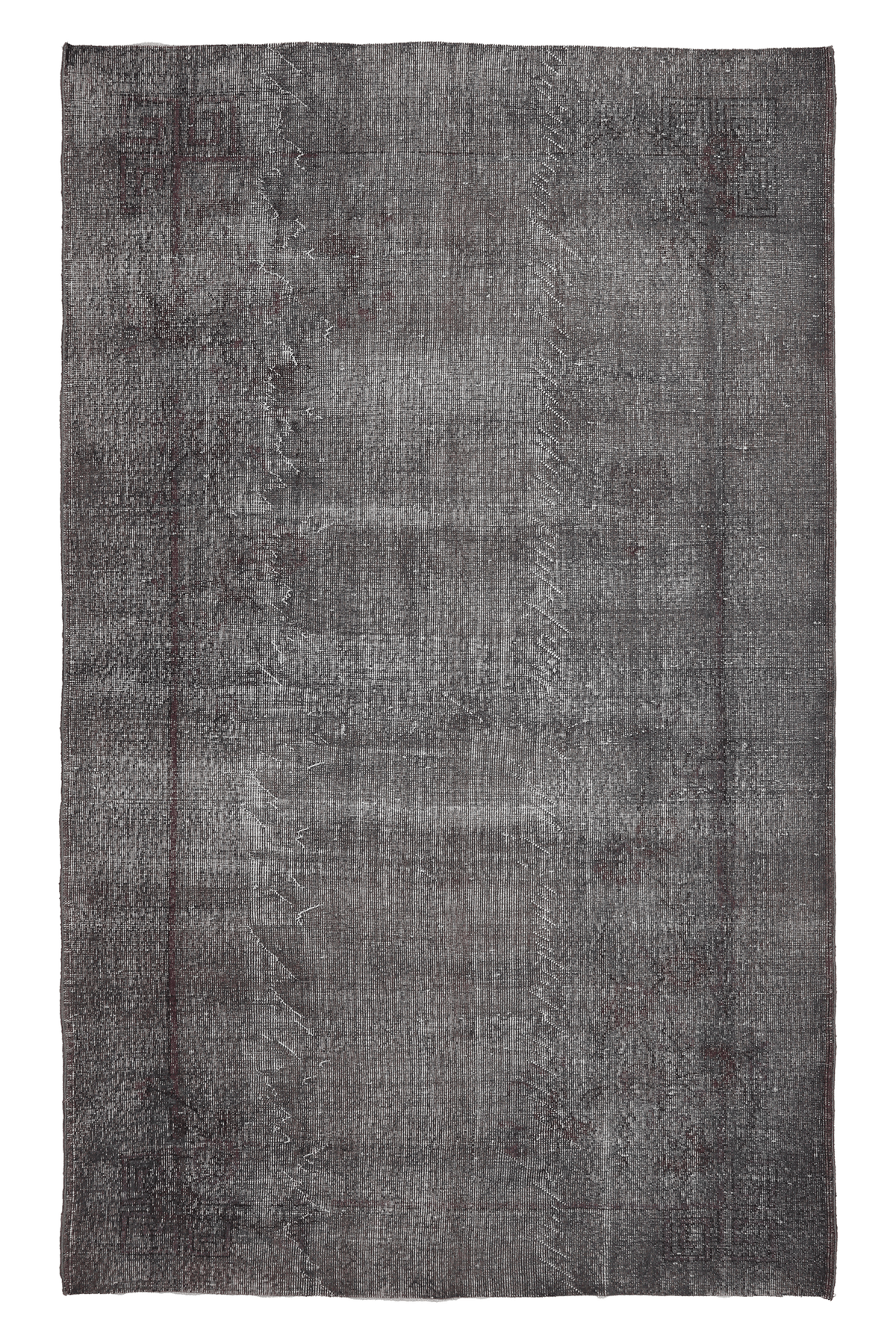 Vintage Isparta Turkish Area Rug 5x9 ft — Gray Overdyed (No. 40419)