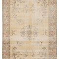 Vintage Manisa Turkish Area Rug 6x8 ft — Beige & Brown Floral (No. 40421)