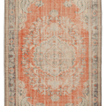 Vintage Manisa Turkish Area Rug 6x10 ft — Orange & Beige Floral