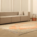 Vintage Manisa Turkish Area Rug 6x10 ft — Orange & Beige Floral