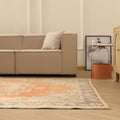 Vintage Manisa Turkish Area Rug 6x10 ft — Orange & Beige Floral