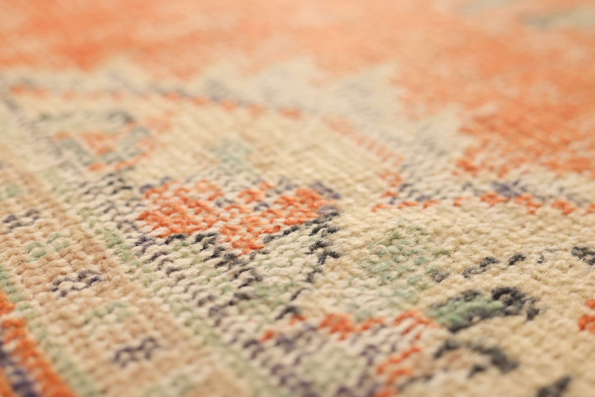 Vintage Manisa Turkish Area Rug 6x10 ft — Orange & Beige Floral