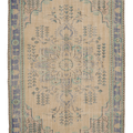 Vintage Manisa Turkish Area Rug 5x9 ft — Beige & Blue Floral (No. 40424)