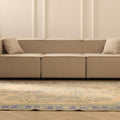 Vintage Manisa Turkish Area Rug 5x9 ft — Beige & Blue Floral (No. 40424)