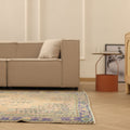 Vintage Manisa Turkish Area Rug 5x9 ft — Beige & Blue Floral (No. 40424)