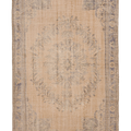 Vintage Manisa Turkish Area Rug 5x9 ft — Beige & Blue Floral