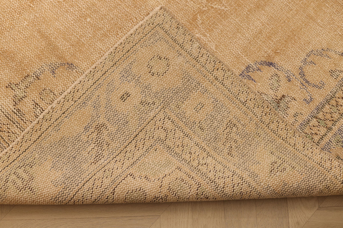 Vintage Manisa Turkish Area Rug 5x9 ft — Beige & Blue Floral