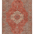 Vintage Isparta Turkish Area Rug 6x9 ft — Red & Beige Floral (No. 40428)
