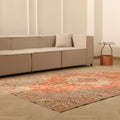 Vintage Isparta Turkish Area Rug 6x9 ft — Red & Beige Floral (No. 40428)