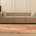 Vintage Isparta Turkish Area Rug 6x9 ft — Red & Beige Floral (No. 40428)