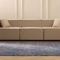 Vintage Isparta Turkish Area Rug 5x8 ft — Gray & Blue Geometric
