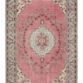 Vintage Isparta Turkish Area Rug 6x10 ft — Pink & Blue Floral
