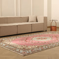 Vintage Isparta Turkish Area Rug 6x10 ft — Pink & Blue Floral