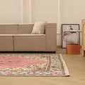 Vintage Isparta Turkish Area Rug 6x10 ft — Pink & Blue Floral