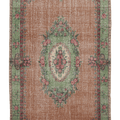 Vintage Isparta Turkish Area Rug 6x9 ft — Brown & Green Floral
