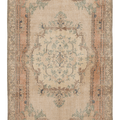 Vintage Isparta Turkish Area Rug 6x10 ft — Beige & Orange Floral