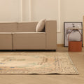 Vintage Isparta Turkish Area Rug 6x10 ft — Beige & Orange Floral