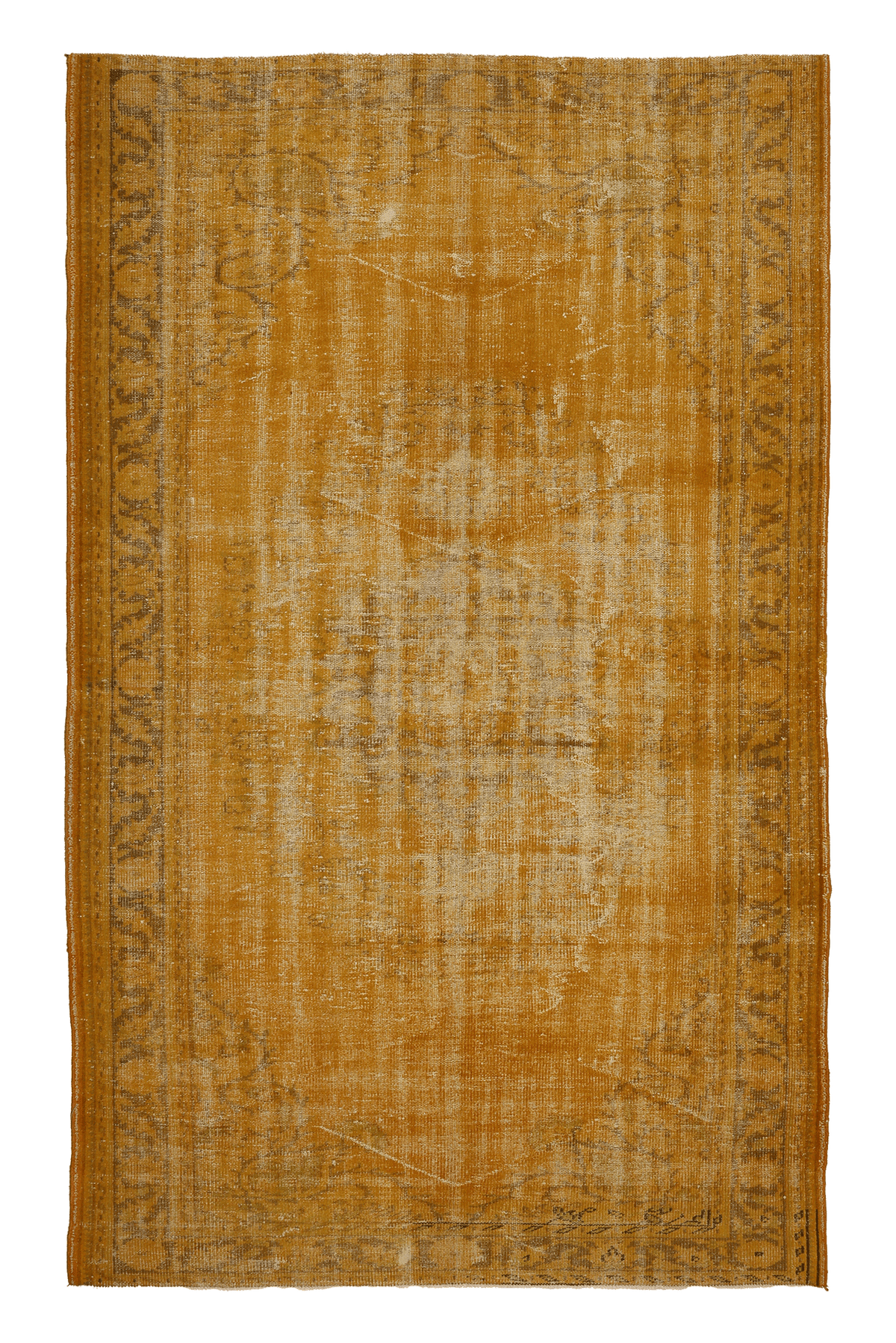 Vintage Manisa Turkish Area Rug 5x9 ft — Orange Distressed