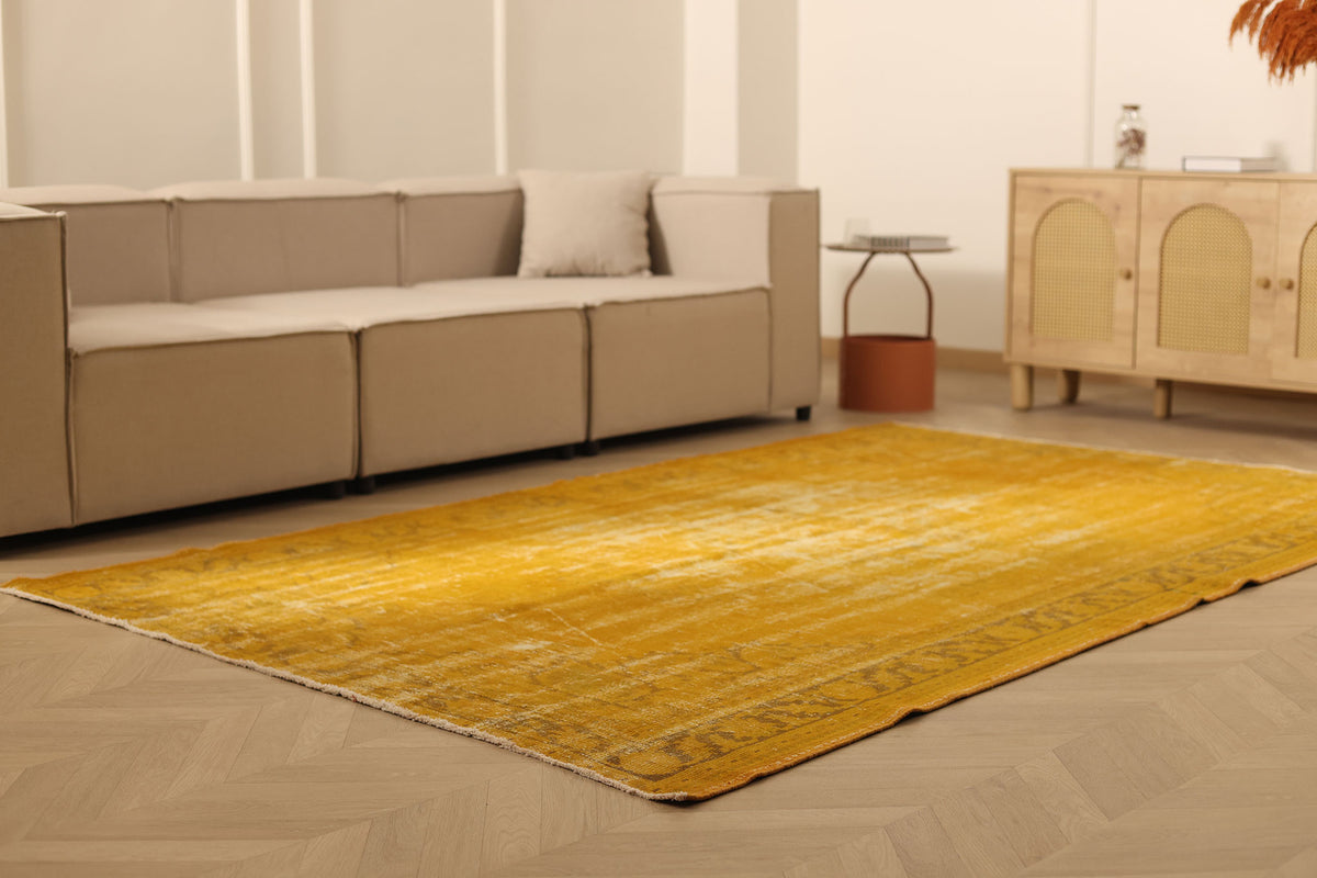 Vintage Manisa Turkish Area Rug 5x9 ft — Orange Distressed