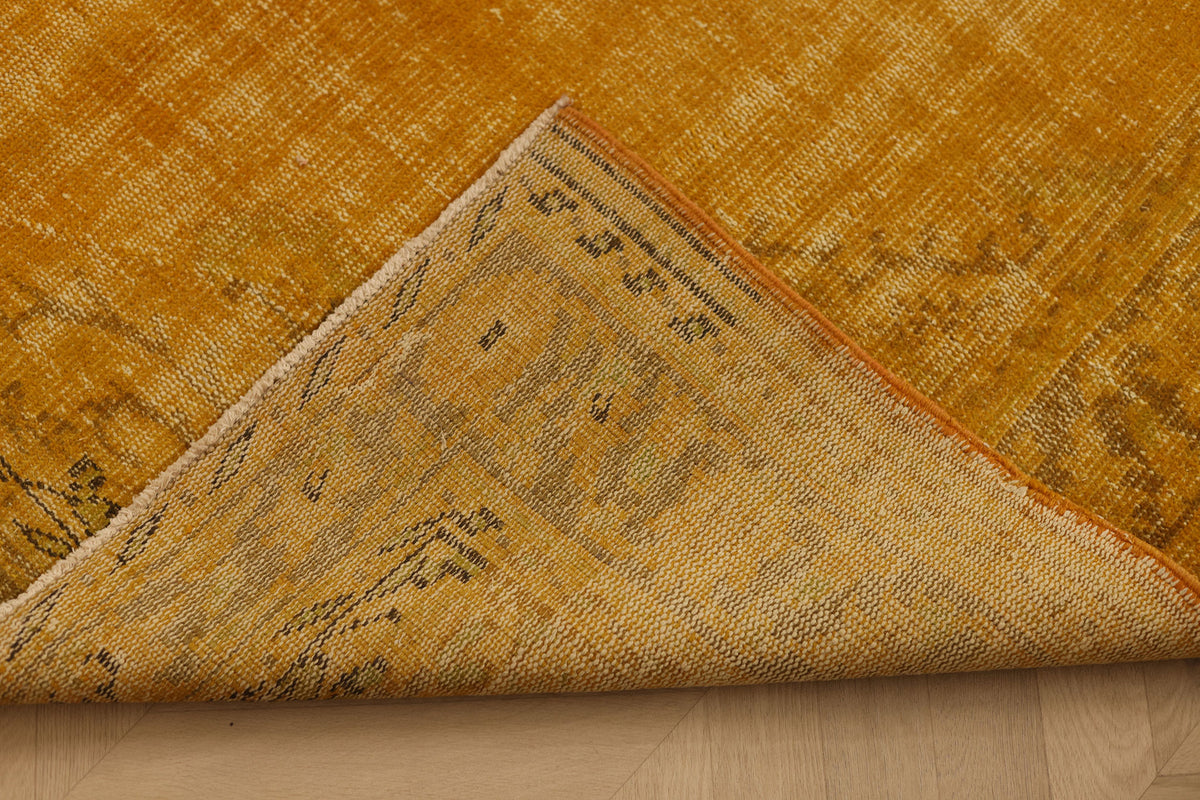 Vintage Manisa Turkish Area Rug 5x9 ft — Orange Distressed