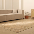 Vintage Isparta Turkish Area Rug 5x9 ft — Beige & Brown Floral (No. 40445)